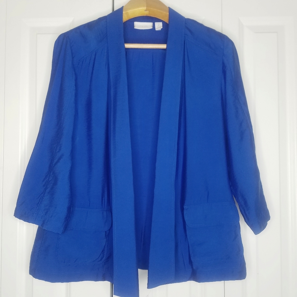 CHICO'S Royal Blue Open Blazer Lightweight M sz 2